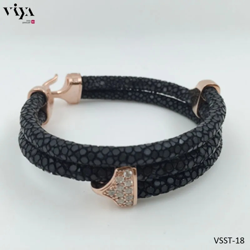 Origin Real Stingray Skin Bracelet with Swarovski stone setting-VSST-18 (2)