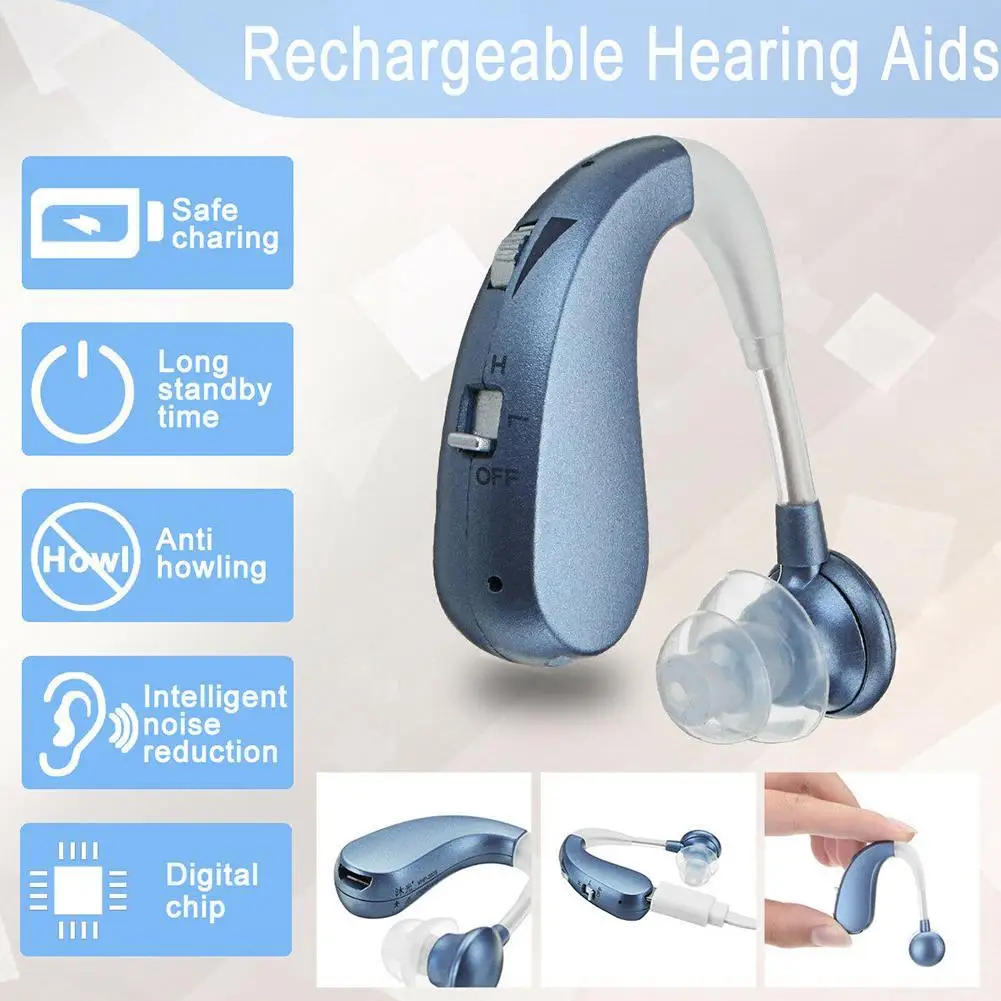 Rechargeable digital hearing aid Smart noise reduction Sound Amplifiers Wireless Ear Aids for Elderly Moderate to Severe Loss