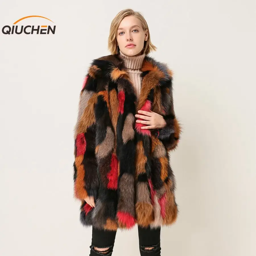 QIUCHEN PJ1872 2018 Новое поступление Бесплатная Доставка женская зимняя шуба из
