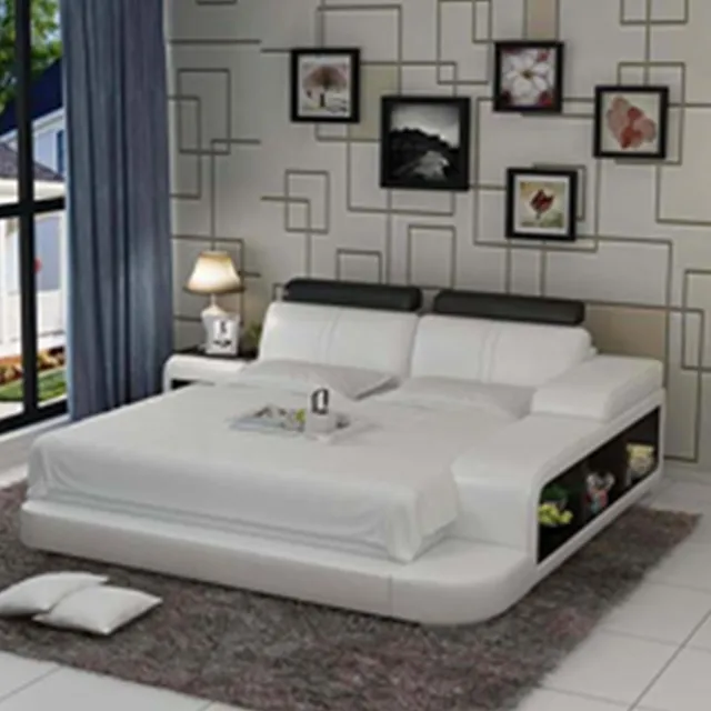 Chinese Leather Bed With Three Storage Luxury Royal Bedroom Chinese Leather Bed With Three Storage Luxury Royal Bedroom Furniture Set