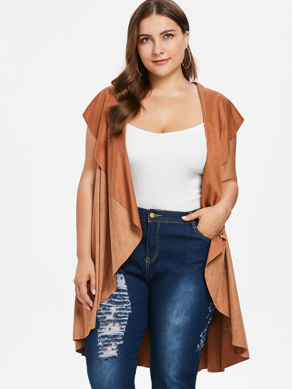 Buy Fashion Plus Size Women Waistcoat Sleeveless