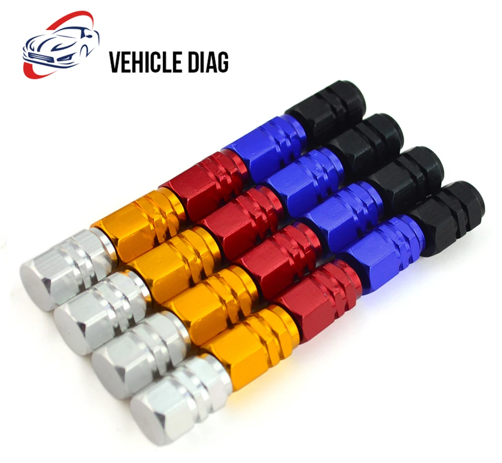 

Hot 4 pc/lot Aluminum Car Truck Bike Motorcycle Tyre Tire Valve Core Caps Wheel Valve Stem Cap Dust Cover Caps on Car Wheels
