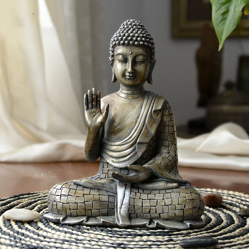 

21cm High Buddha Statue Monk Figurine Tathagata India Yoga Mandala Hands Sculptures Home Decoration Accessories Ornaments