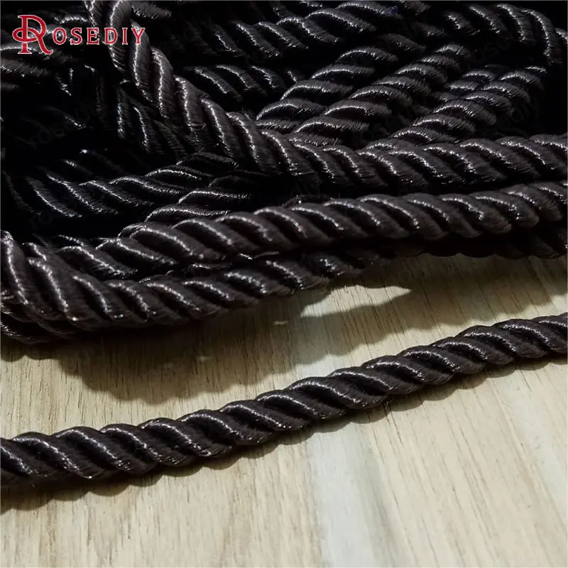 (29966)10 Meters 5mm Satin Polyester Cords Three strands of Rope Diy Jewelry Findings Accessories