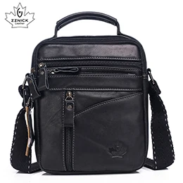 black 3106 Men's bag Genuine Leather Men Shoulder Bag Handbag Crossbody Hand Bags for Men Fashion Zipper Messenger Bags ZZNICK - Color: black 3106