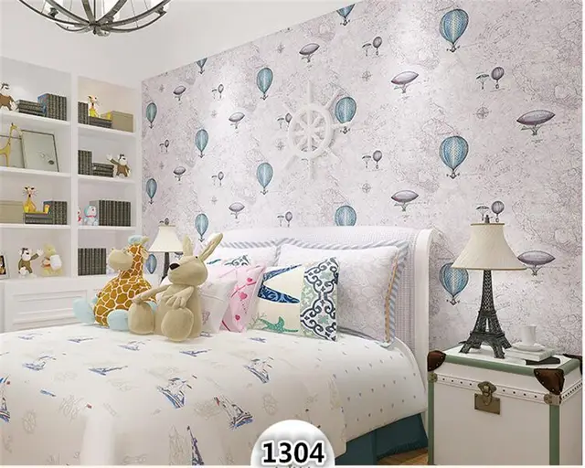 Beibehang Fashion High School Decorative Paintings Kids Room Boy 3d Wallpaper Sailing Map Hot Air Balloon Bedroom Wall Paper