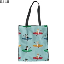 Праздничные пляжные повседневные сумки DIY Собака корги 3D сумки с рисунком для девочек женские холщовые сумки Экологичные женские хозяйственные сумки