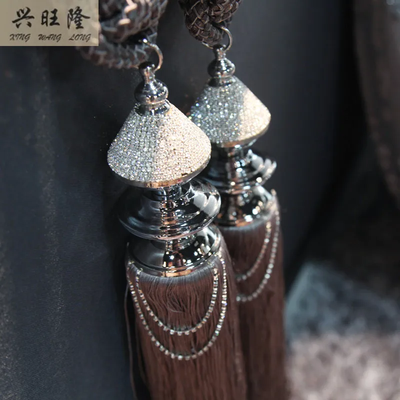 

XWL 1Pair Luxury Crystal Ball Curtain Hanging Balls Rope Window Tiebacks Buckle Curtain Accessories Villa Lashing Bind Shinning