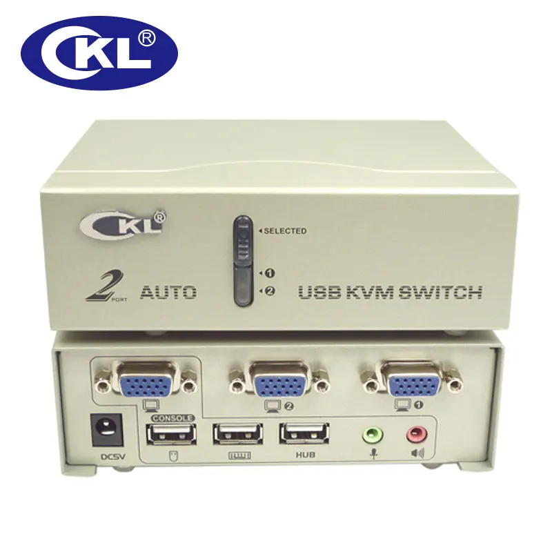 CKL 2 порта USB VGA KVM переключатель Поддержка аудио Автосканирование с кабелями ПК