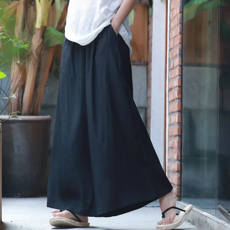 2019 Elastic Waist Cupro Wide Leg Pants Women Solid White Black Army Green Summer Pants Skirt Women Wide Leg Trousers 2019 Elastic Waist Cupro Wide Leg Pants Women Solid White Black Army Green Summer Pants Skirt Women Wide Leg Trousers