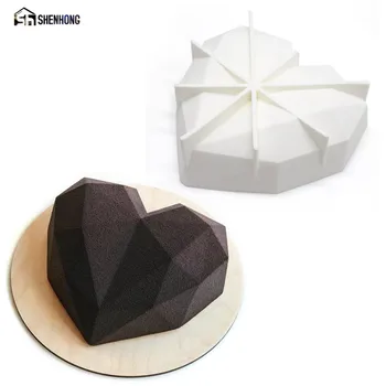 

SHENHONG Pop Silicone Ocean Heart Cake Mould Silikonowe Formy 3D Mousse Mold Art Moule Baking Pastry Tools Muffin Brownie