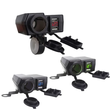 

12V/24V Dual USB Charger LED Voltmeter Cigarette Lighter Socket for Phone Waterproof Charger for Car Boat Motorcycle
