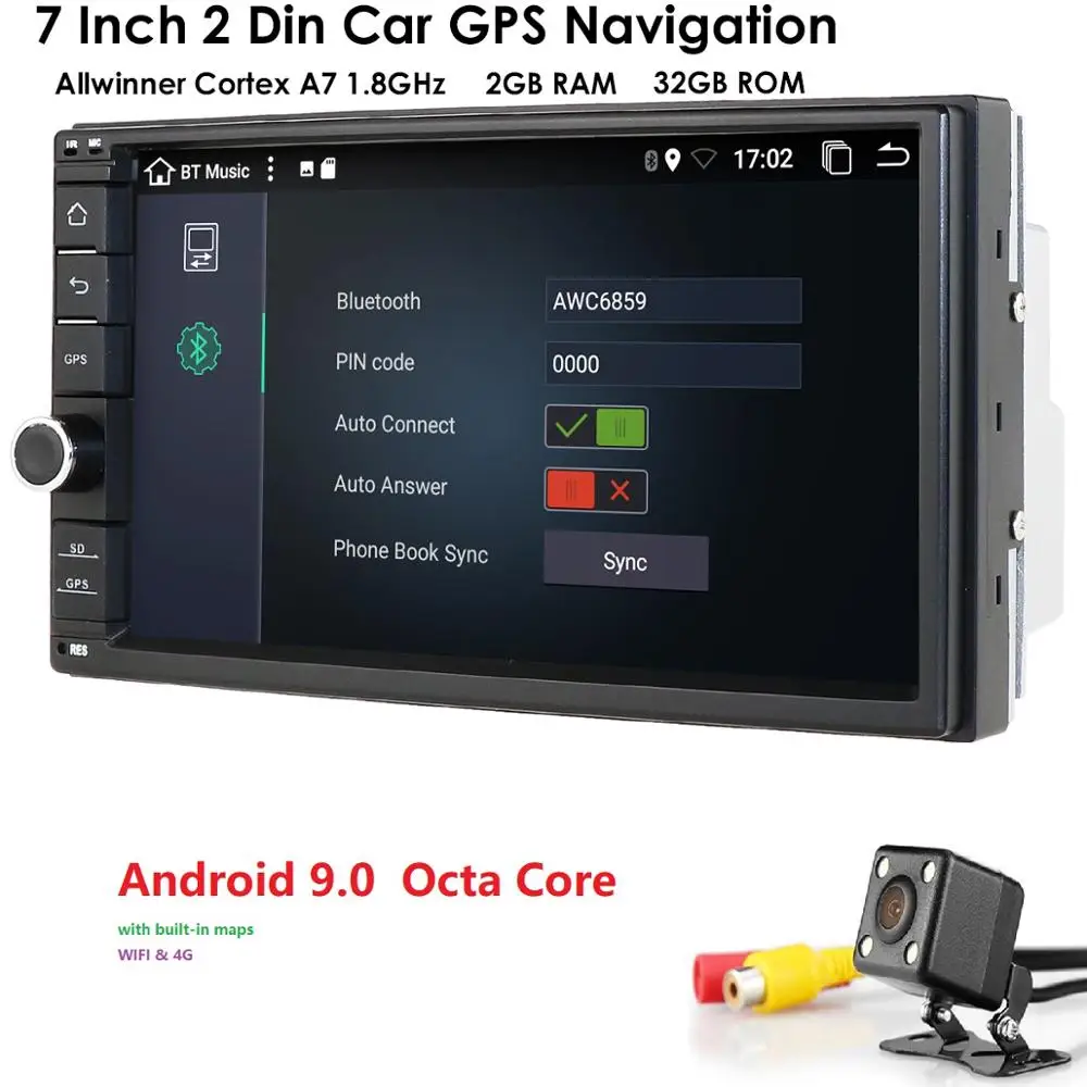 

Universal 2 din Android 9.0 Octa Core Car Multimedia player GPS Wifi Radio BT 2GB RAM 32GB ROM 4G SIM Network Steering wheel CAM