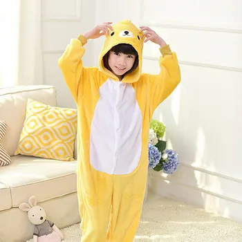 

2019 Cute Flannel Autumn And Winter Cartoon animals Vigor Easily bear Unisex Children Pajama 4T-12T Long sleeve Pajama sets