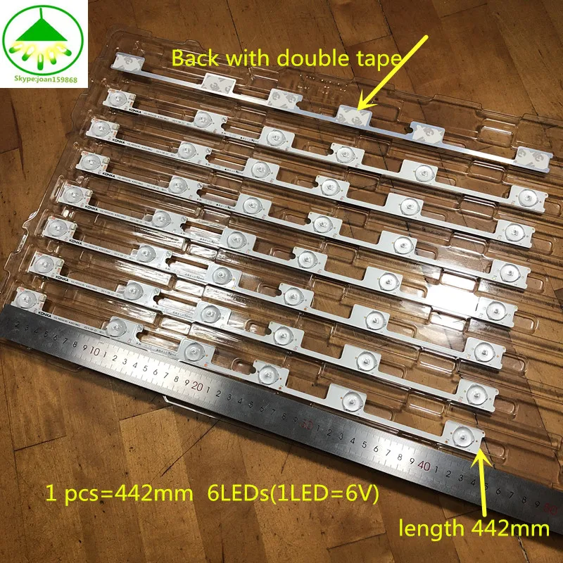 40 шт./партия 100% новая светодиодная полоса бар подсветка для KONKA KDL48JT618A KDL48SS618U 35018539 35018540 6 светодиодный свет (6 в) 442 мм