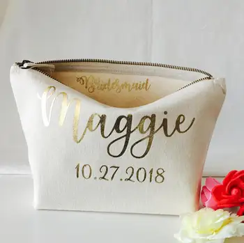 

Customize maid of honor bridesmaid flower girl wedding Gift Make Up Cosmetic Bags Purses Unique Gift for Bridal Party Bags