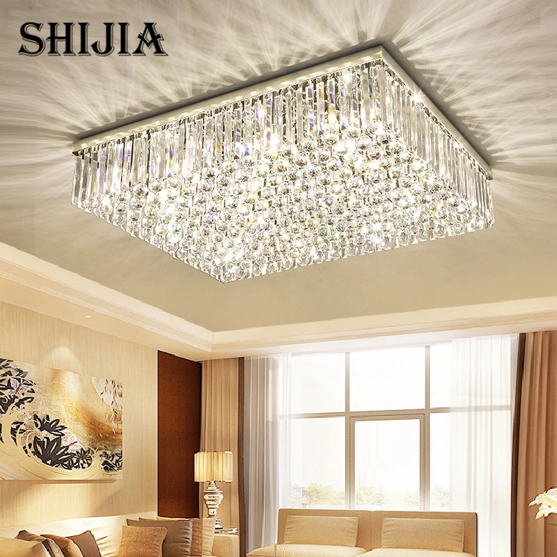 

Modern Led k9 Crystal Chandelier Lighting for Living Room Bedroom 3 Colors Adjustable Crystal Square Ceiling Lamp