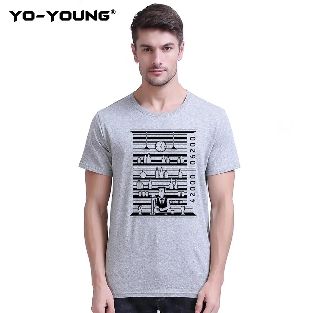 

Yo-Young NEW Men Funny T-Shirts Casual Bar Code Print 100% 180 gsm Combed Cotton Summer Top Tee Shirts Homme Customized