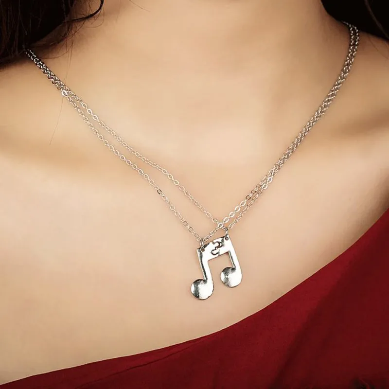 

2pcs/set Music Note Pendant Necklaces Fashion Personalized Design Best Friend Necklace Couple Music Necklace Simple Jewelry 2019