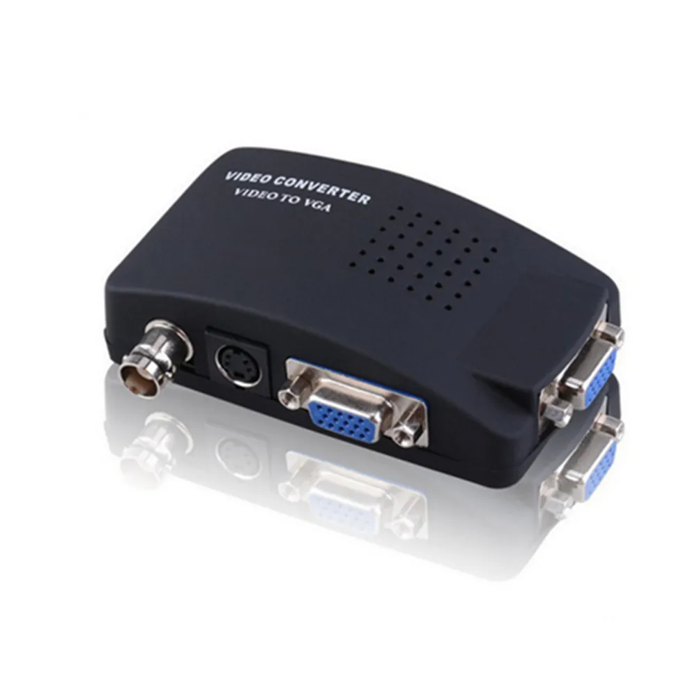 

Elistooop PC Laptop Composite Video TV VGA/S-video/Composite RCA/ AV to VGA Converter Switch Adapter Switch Box Black