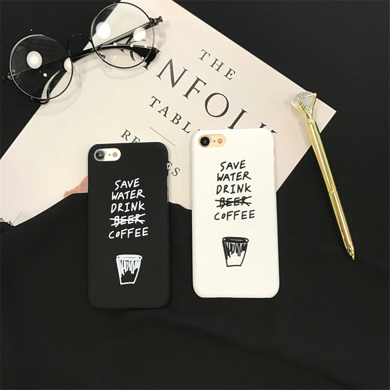 Fashion Cute Cartoon Letter Case Capa For iPhone 6 6s Coffee Cup Simple Back Cover Fundas Hard Acrylic Phone Cases Coque |