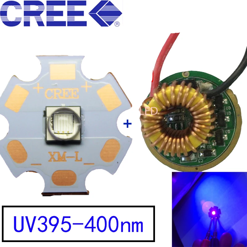 

1Set Epileds 5050 XML XML2 with Driver T6 10W UV Purple 395nm 400nm Led Emitter Lamp Light 3.4-3.8V 2800mA With 20MM PCB Board