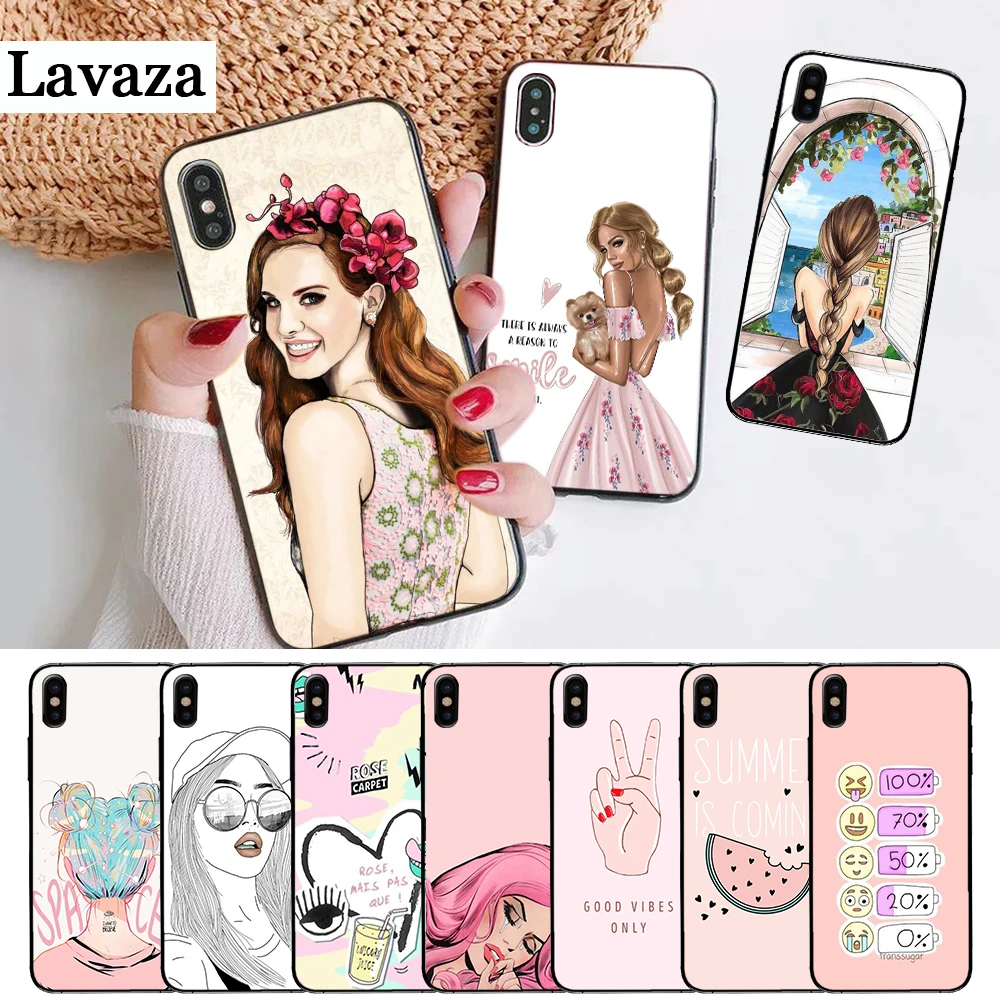 

Lavaza Fashion girl pink Silicone Case for iPhone 5 5S 6 6S Plus 7 8 X XS Max XR