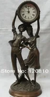 

Express 16 " China Western Style Bronze Man woman sweethearts machine Clock Statue key