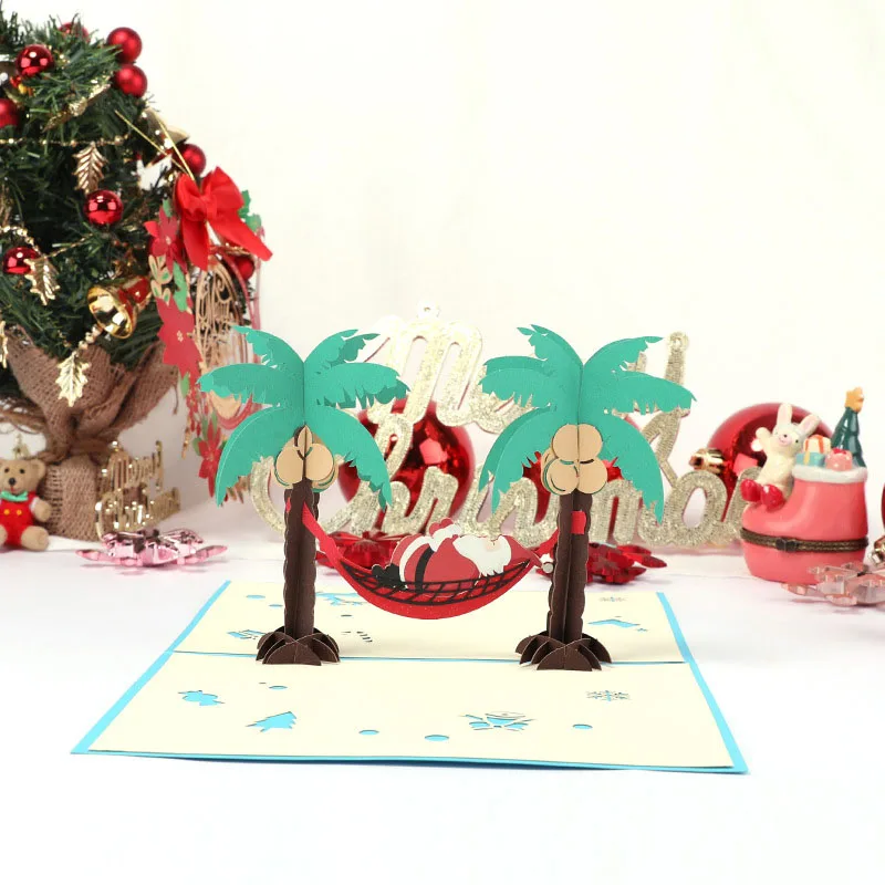  3D Handmade 2019 Merry Christmas Vacation Sleeping Santa Claus Paper Invitation Greeting Cards Post - 32947924817