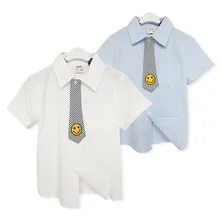 Хлопковая летняя рубашка для мальчиков одежда для малышей Белые Повседневные детские топы, футболки, детская блузка, рубашка одежда для мальчиков, Blusas