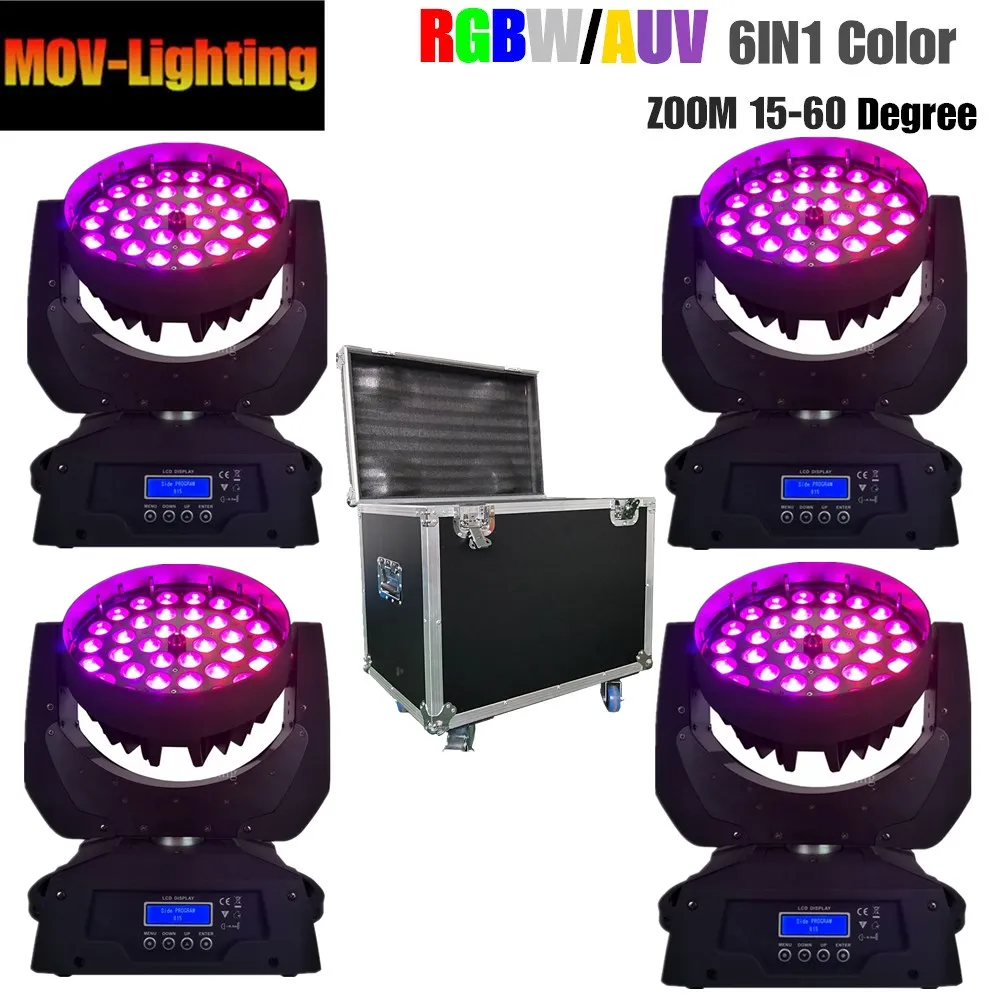 4 шт./лот fly case Dj club disco ZOOM 36x18 Вт RGBWA + UV 6 в 1 wash LED движущийся головной свет|Эффект