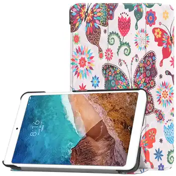 

For Xiaomi Mi Pad 4 Case Smart Wake Black/Gray Case Smart Flip Protecter PC PU Printing For Xiao mi Mi Pad 4 8.0 inch Case +film