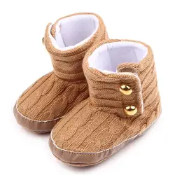 Детская обувь для новорожденных шпаргалки снег Вязание обувь зима утолщение теплая детская одежда для малышей мальчиков и девочек первые