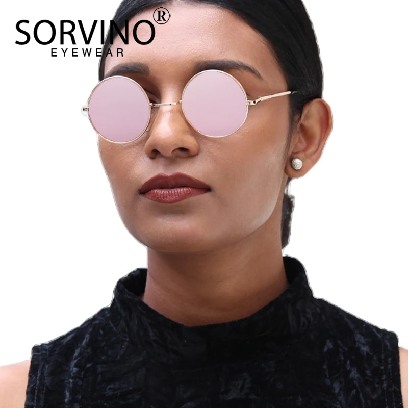 SORVINO ретро маленькие круглые солнцезащитные очки поляризационные для женщин и мужчин дизайнерские 90s Стимпанк розовое золото зеркальные Круглые Солнцезащитные очки оттенки SP207