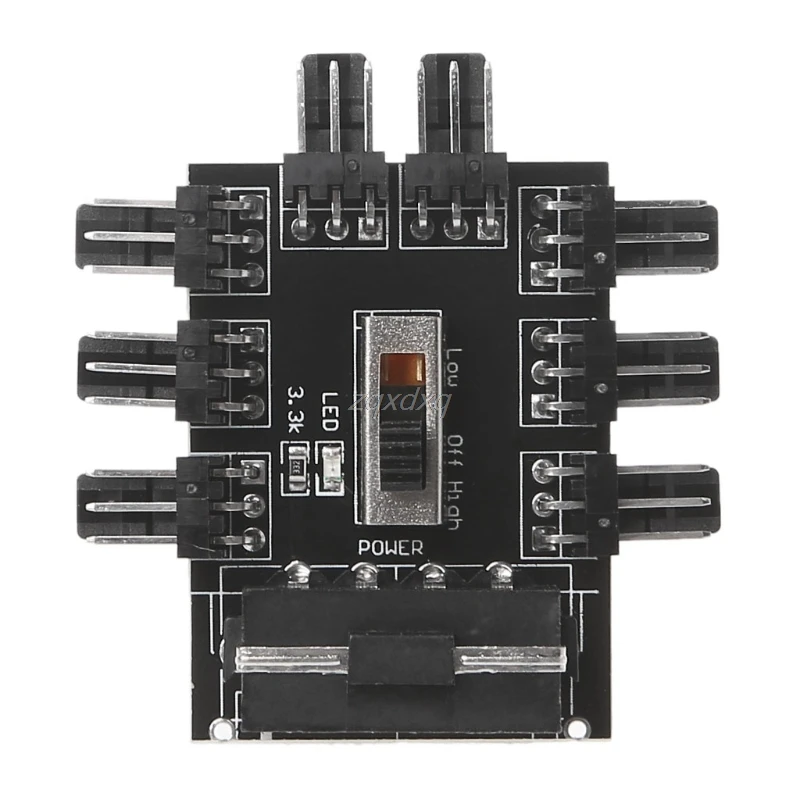 PC 1 إلى 8 4Pin موليكس مسند تبريد للاب توب مدمج به مكبر صوت مروحة Hub الفاصل كابل PWM 3Pin امدادات الطاقة سرعة تحكم محول ل PC التعدين S07