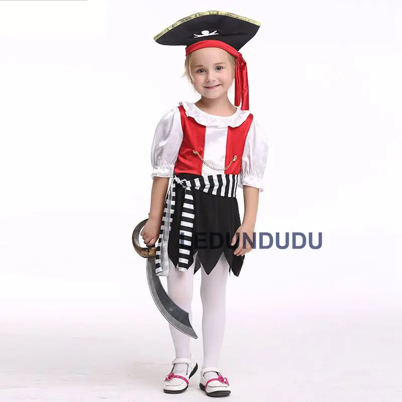 Hot Kids Halloween Carnival Cosplay Pirate Costume Girls Fancy Party Outfits Children Princess Dress  (11)