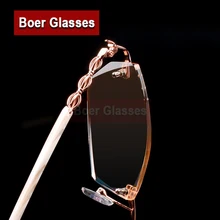 Новая мода отделка женский глаз очки для женщин очки без оправы очки при близорукости Оптический Рецепт 082