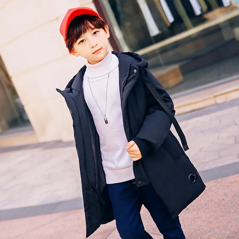 Пуховик для мальчиков и девочек детская зимняя одежда утепленное пальто с капюшоном г. Детская верхняя одежда для подростков, пальто на утином пуху 10 12