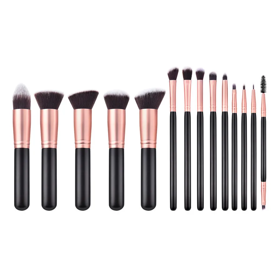 

New Makeup Foundation Brushes GUJHUI 14PCS Black Wooden Cosmetic Makeup Brush Foundation Powder Eyeshadow Brush Tool 30
