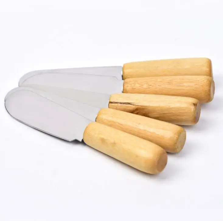 300pcs Stainless Steel Cutlery Butter Spatula Wood Butter Knife Cheese Dessert Jam Spreader Breakfast Tool SN053