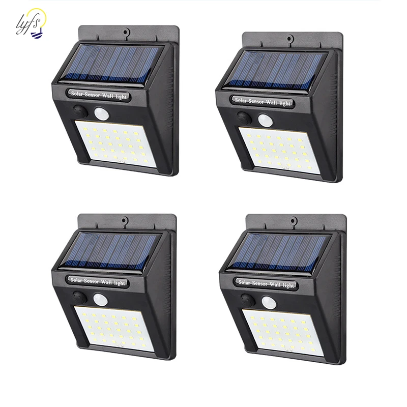 4pcs/lot 20/30/48LEDs Waterproof Solar Light PIR Motion Sensor Solar Wall Lamp Outdoor Garden Solar Light Energy Saving Lamp