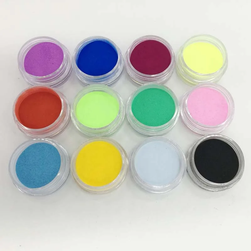 12Pcs Women Lady Girl Nail Art Tips Mix Colors Glitter Powder for Acrylic UV Gel Decoration DIY Manicure Beauty Tools CD88