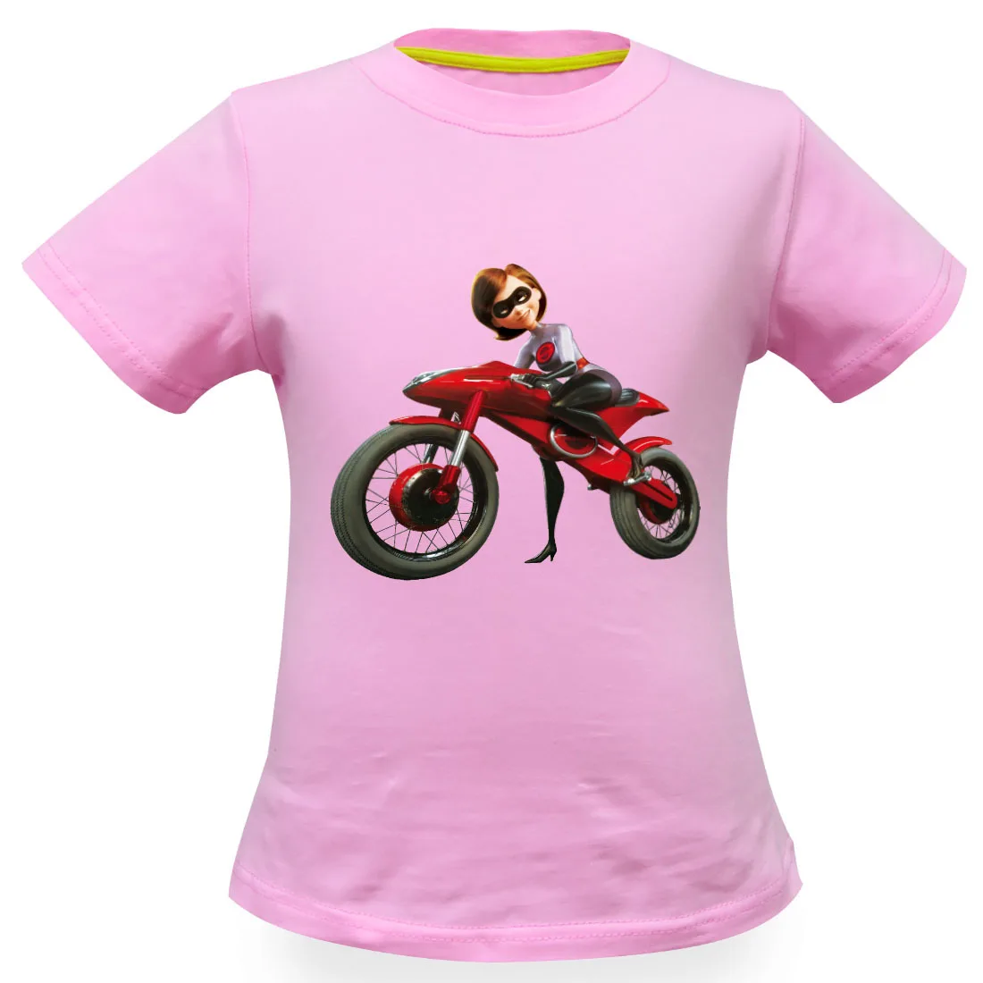 Одежда для маленьких девочек удобные Летние футболки Суперсемейка 2 из топа с рисунком футболка для мальчиков детская одежда - Цвет: C pink