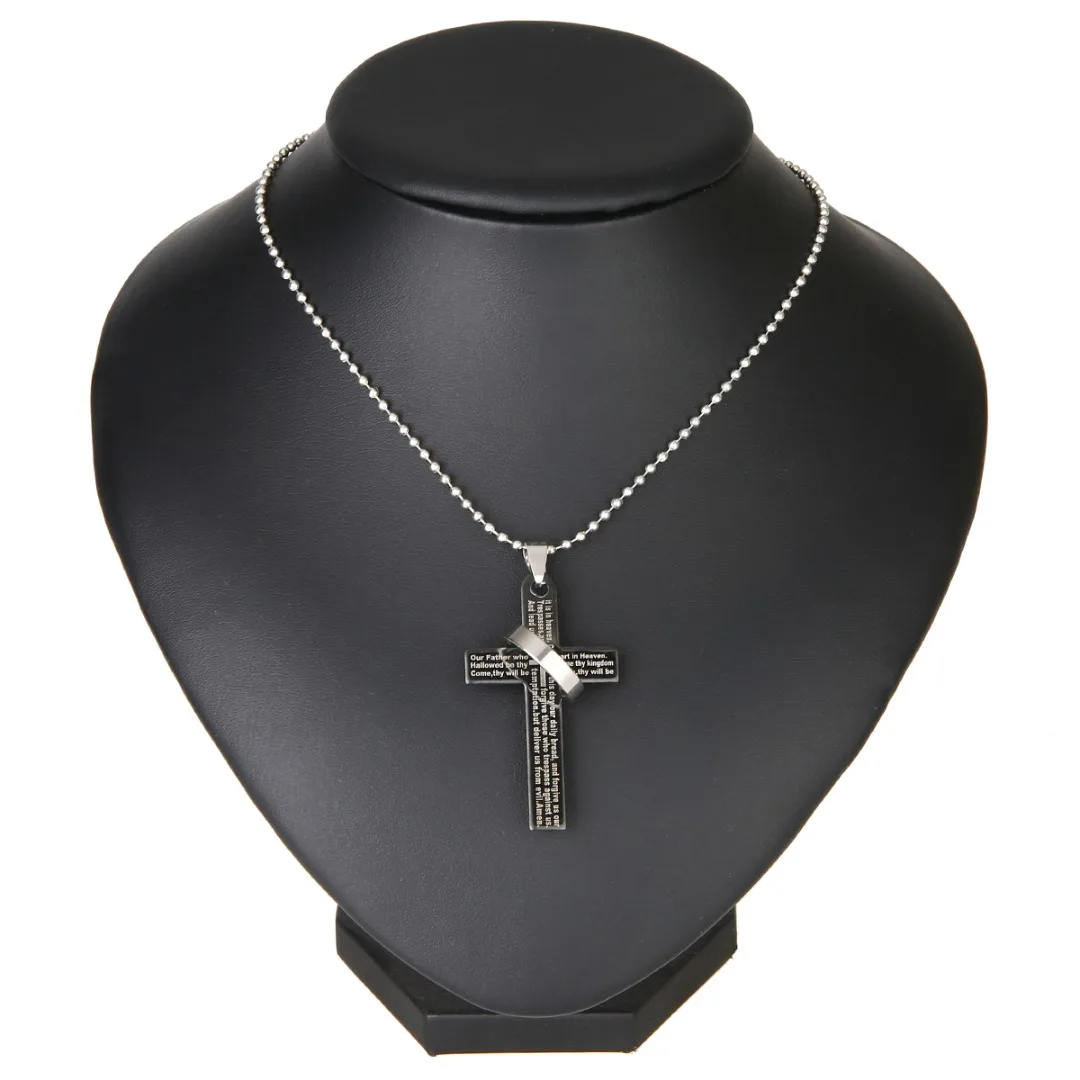 Vintage Prayer Loop Cross Pendant Necklace Shellhard Punk Stainless Steel Men Chain Necklace Femme Bijoux For Women Jewelry