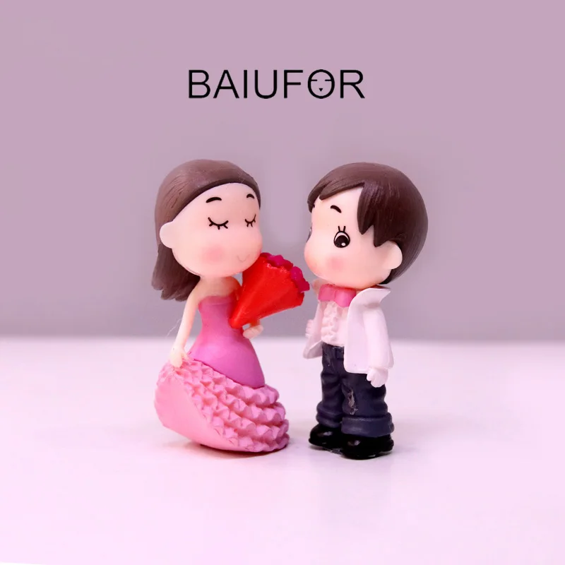 BAIUFOR Doll Couple Lover Bride &amp Groom Terrarium Figurines DIY Fairy Garden Miniature Wedding Cake Decor Valentine's Day Gift | Дом и