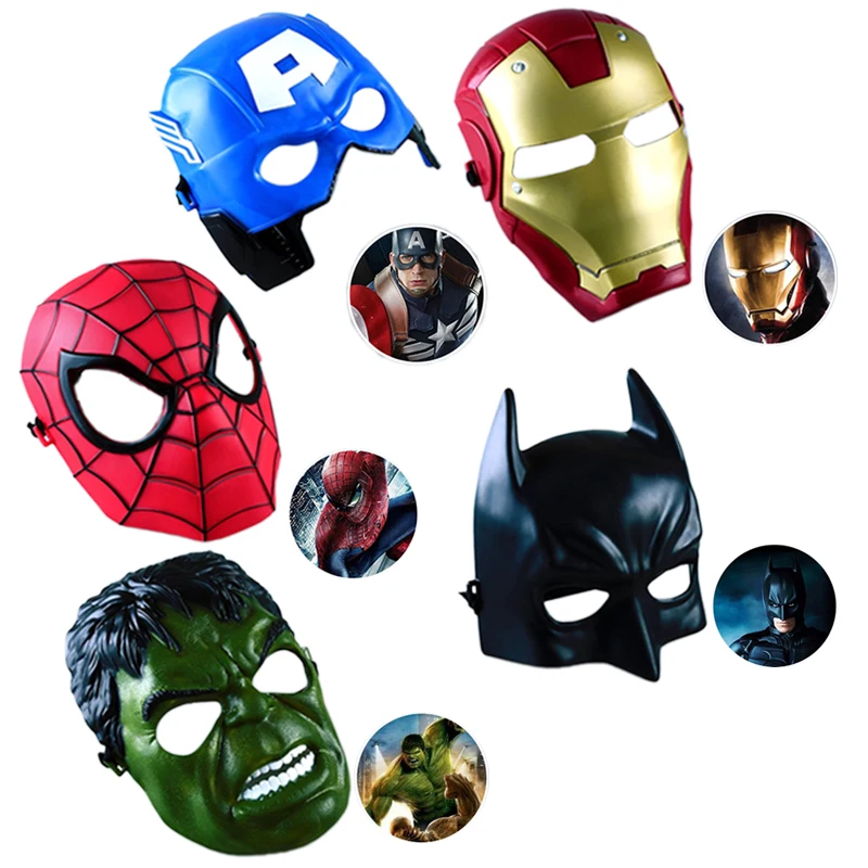 

5Pcs/lot Avengers Marvel Movie Mask America Captain Hulk Batman Spiderman Ironman Party cosplay Boy Gift Children's Masks #E