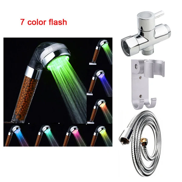 Осветительная головка, светодиодные душевые распылители, легкая душевая лейка Luz, Светодиодная насадка для душа, ванная комната, ручной душ, светодиодный душ - Цвет: 7 color flash set5
