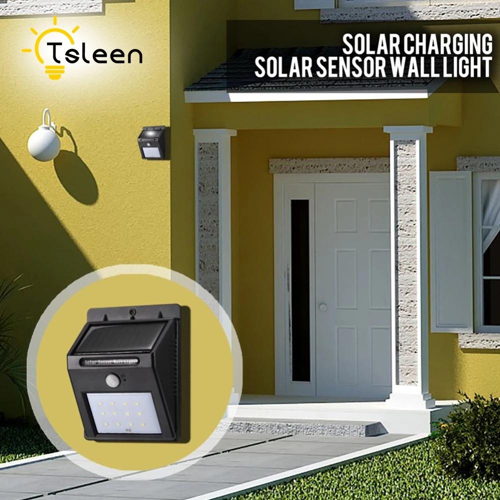 

TSLEEN 4Pcs LED Solar Outdoor Light Panel Powered Motion Sensor Led Lamp Energy Saving Wall Lamp Solar Security Garden Lights