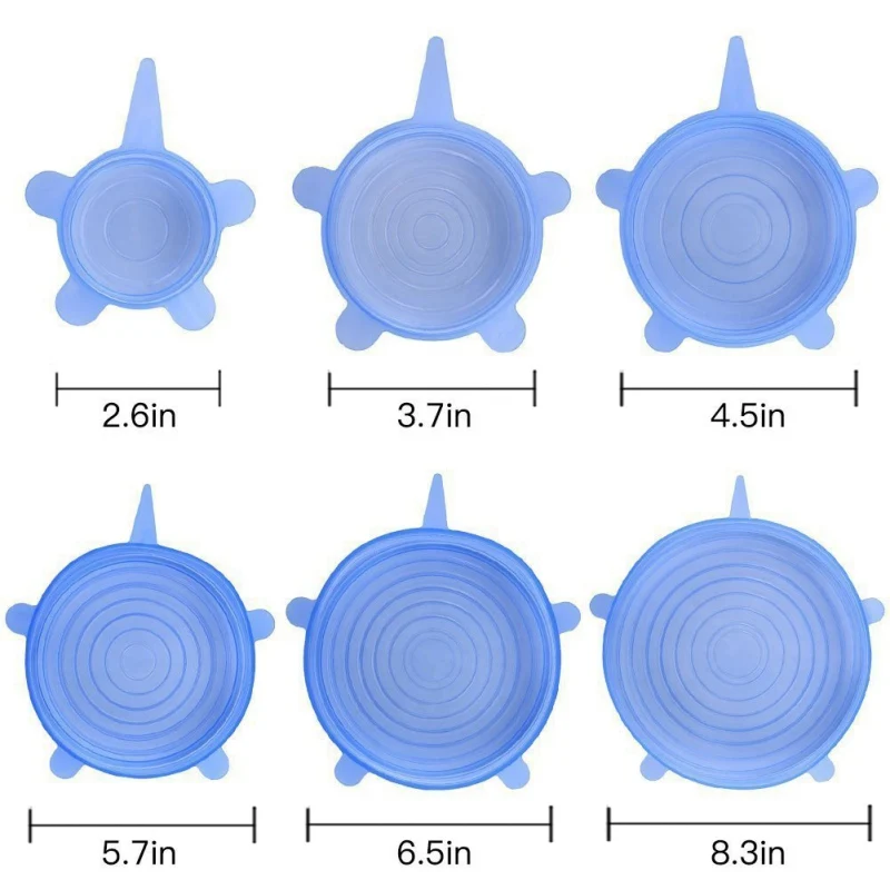 6Pcs/ Set Reusable Saran Wrap Universal Silicone Cover Vacuum Seal Suction Sealer Food Bowl Pot Stretch Kitchen accessories