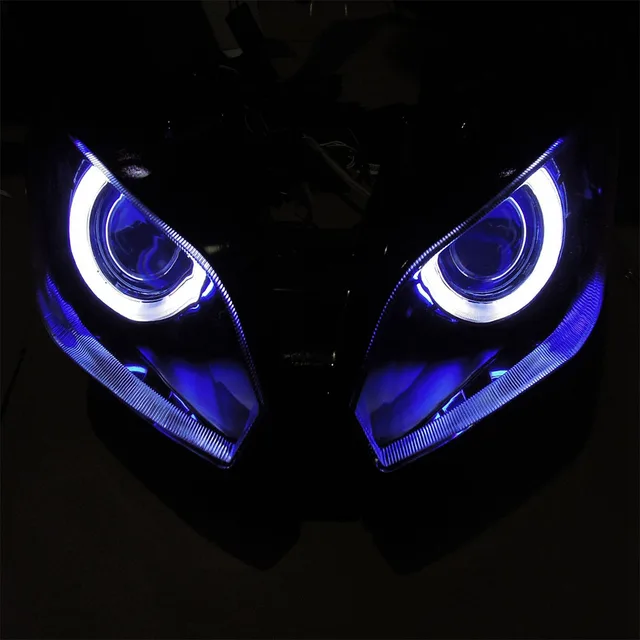 KEMiMOTO Angel Eye HID Projector Motorcycle Headlight Assembly for